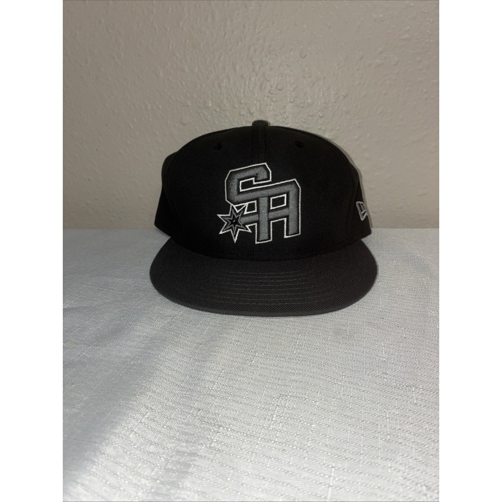 Nee Era 59Fifty San Antonio Spurs Hat Cap Fitted Mens 7 1/4 Black NBA Basketball